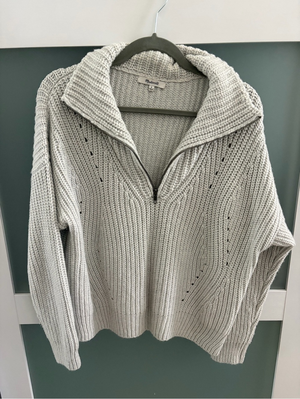 Madewell Pointelle Half-Zip Pullover Sweater